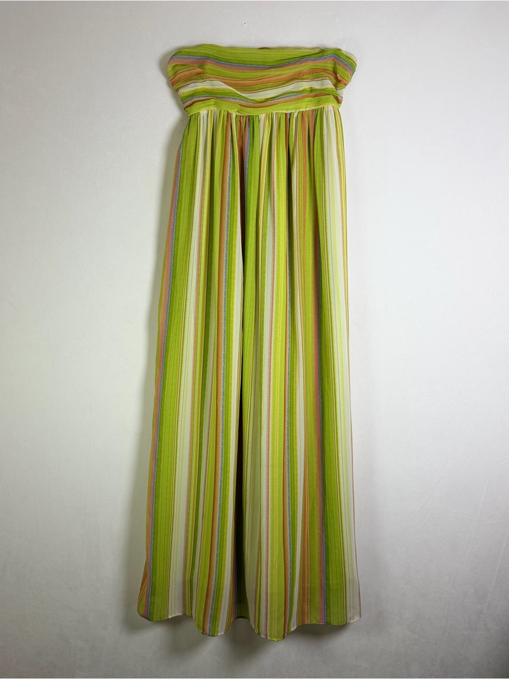 Calypso St Barth Women XS Silk Strapless Maxi Dress Luxury Striped Smocked Boho - Picture 2 of 10